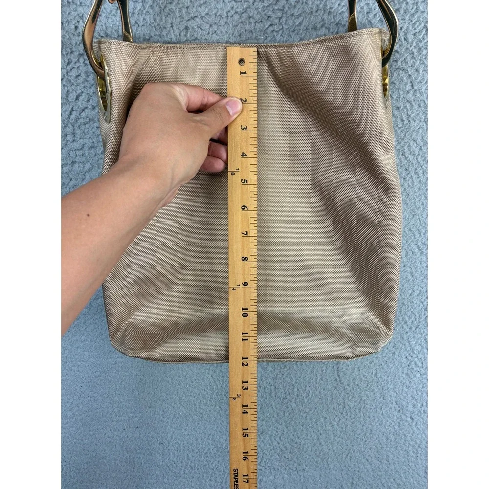 JPK Paris 75 Shoulder Bag Womens Medium Gold Canvas Leather Strap Floral